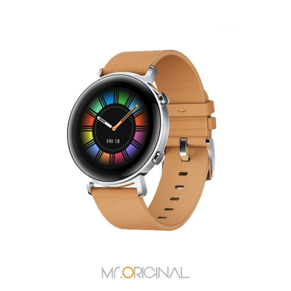 HUAWEI Watch GT2 42mm專用原廠真皮錶帶20mm - 卡其色| Mr ORIGINAL直