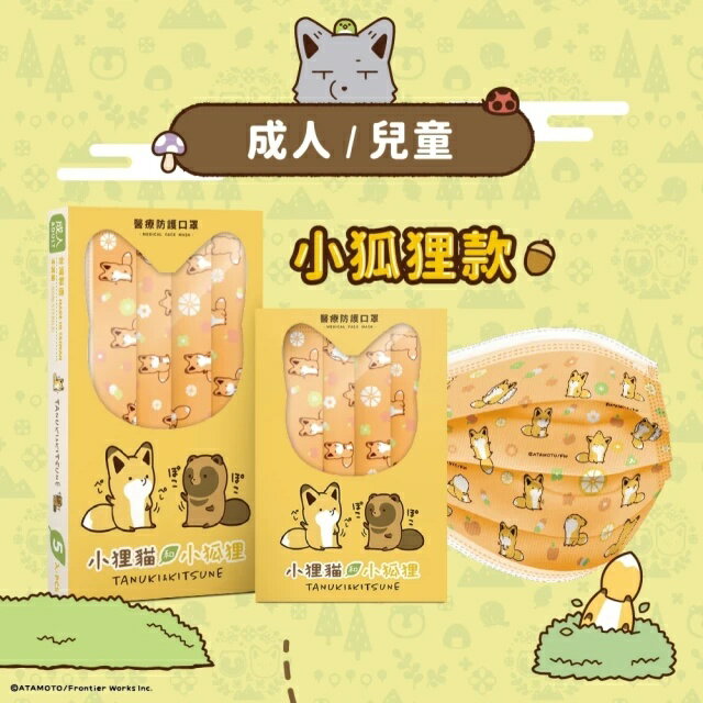 【華淨醫材】小狸貓和小狐狸(醫用口罩 5入/盒)【立得藥局】