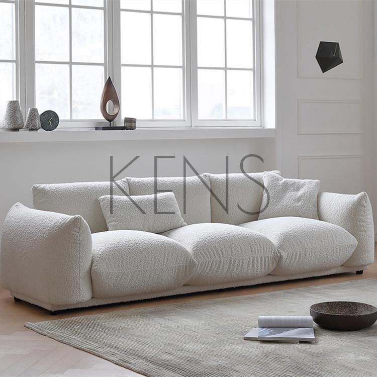 【KENS】沙發 沙發椅 奶油風設計師款網紅創意宅寂風客廳組合羊羔絨面包白胖子布藝沙發