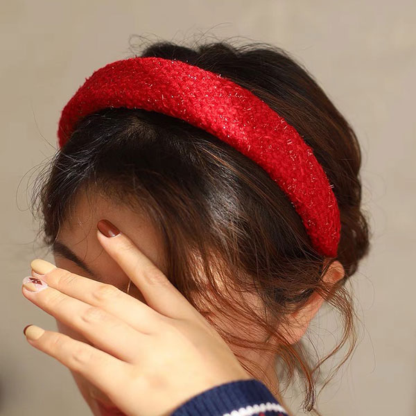 正韓 紅色系髮箍 新年 過年 農曆年 喜氣 亮片 金蔥 小香風 小香 髮帶 正紅 酒紅 聖誕節 韓國 6