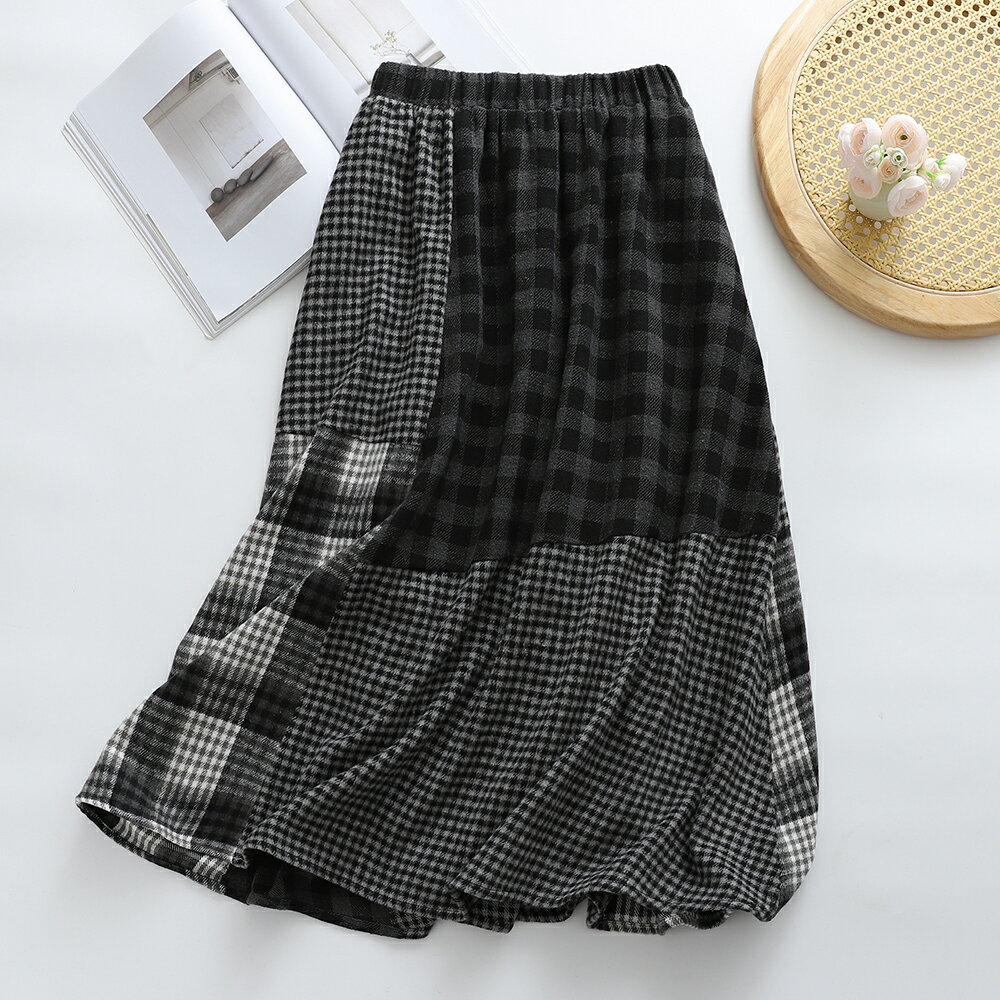 ＊ORead＊復古拼接格紋半身裙(圖片色F碼)