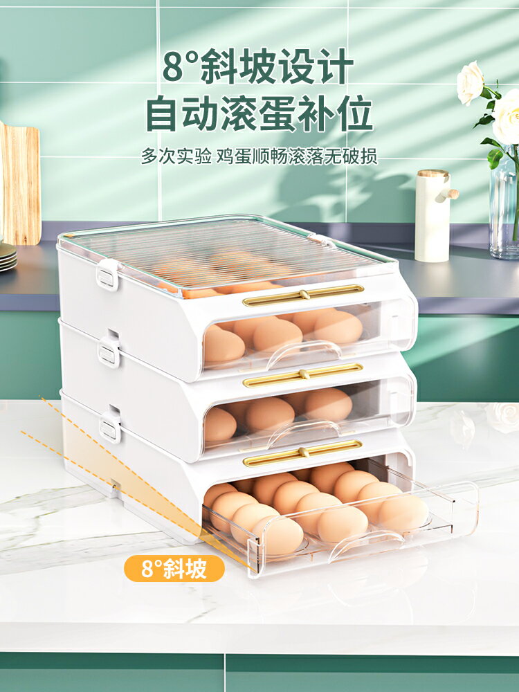 雞蛋收納盒冰箱用保鮮盒食品級雞蛋盒抽屜式收納盒子廚房整理神器