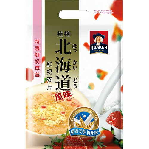 桂格北海道鮮奶草莓鮮奶麥片30g*12入/包【愛買】