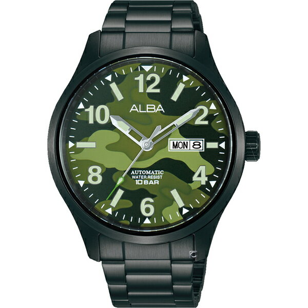 ALBA 雅柏錶 迷彩軍風機械男錶 Y676-X039SD(AL4313X1)-42mm-綠迷彩面鋼帶【刷卡回饋 分期0利率】【APP下單22%點數回饋】