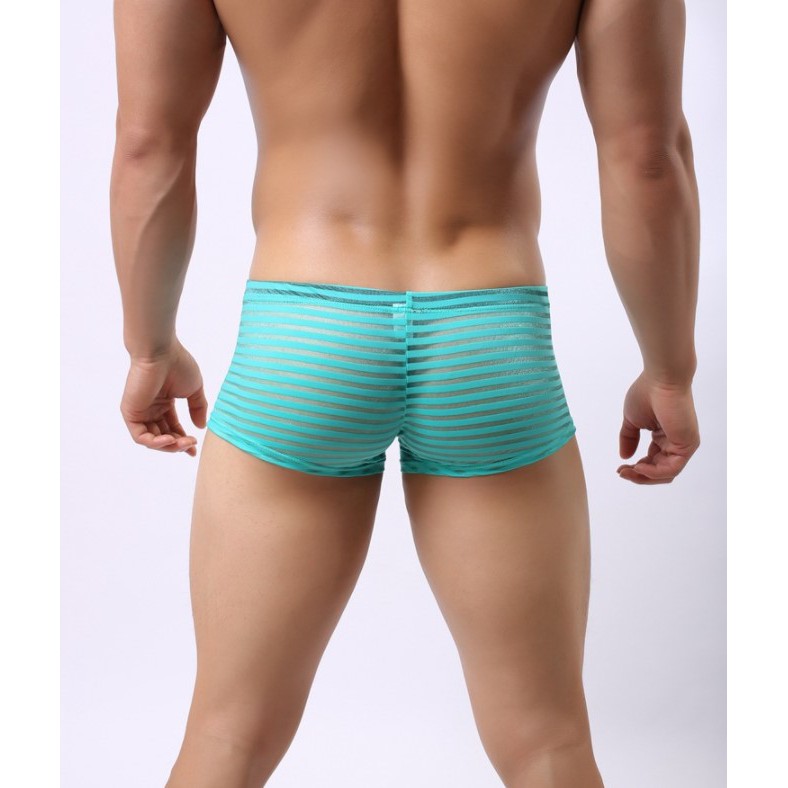 男士內褲 網紗提花 男士平口內褲 四角褲 性感情趣 半透明 透氣四角褲 低腰內褲 3