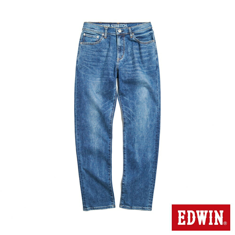 EDWIN 怪彈力系列 加大碼 怪彈力丹寧中直筒褲-男款 拔洗藍
