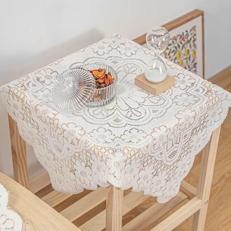 蕾絲桌布 茶幾正方形氛圍感桌墊 圓形電視柜床頭柜蓋布【不二雜貨】