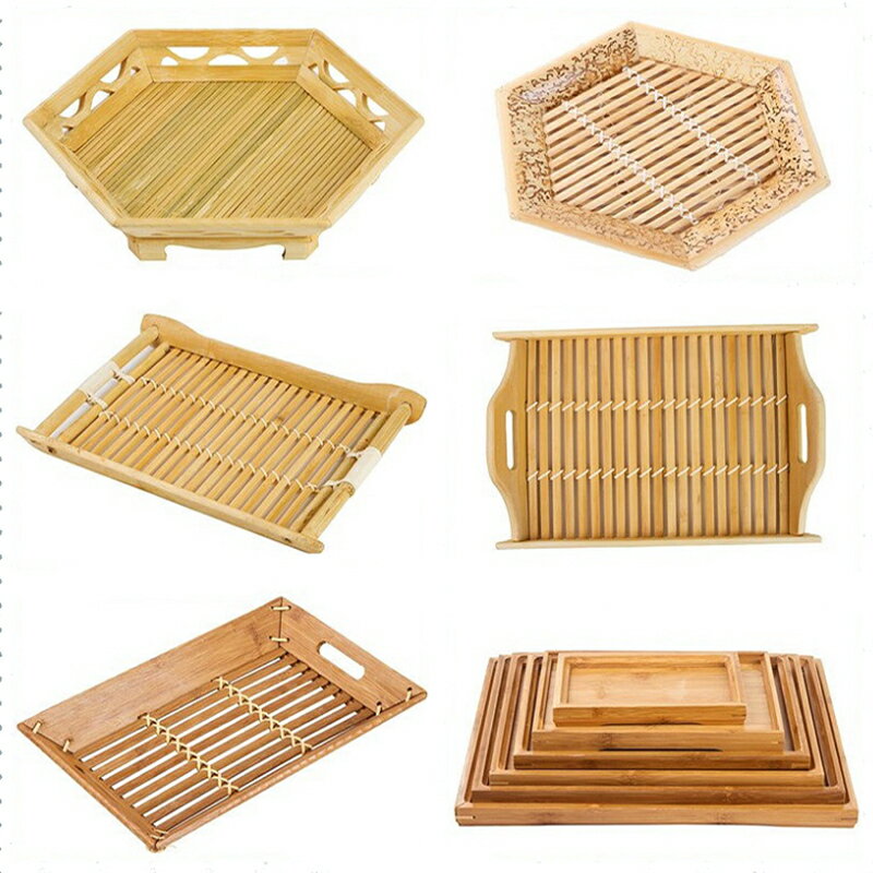 竹盤中式竹編托盤木質長方形茶盤餃子盤餐具農家用饅頭收納筐商用