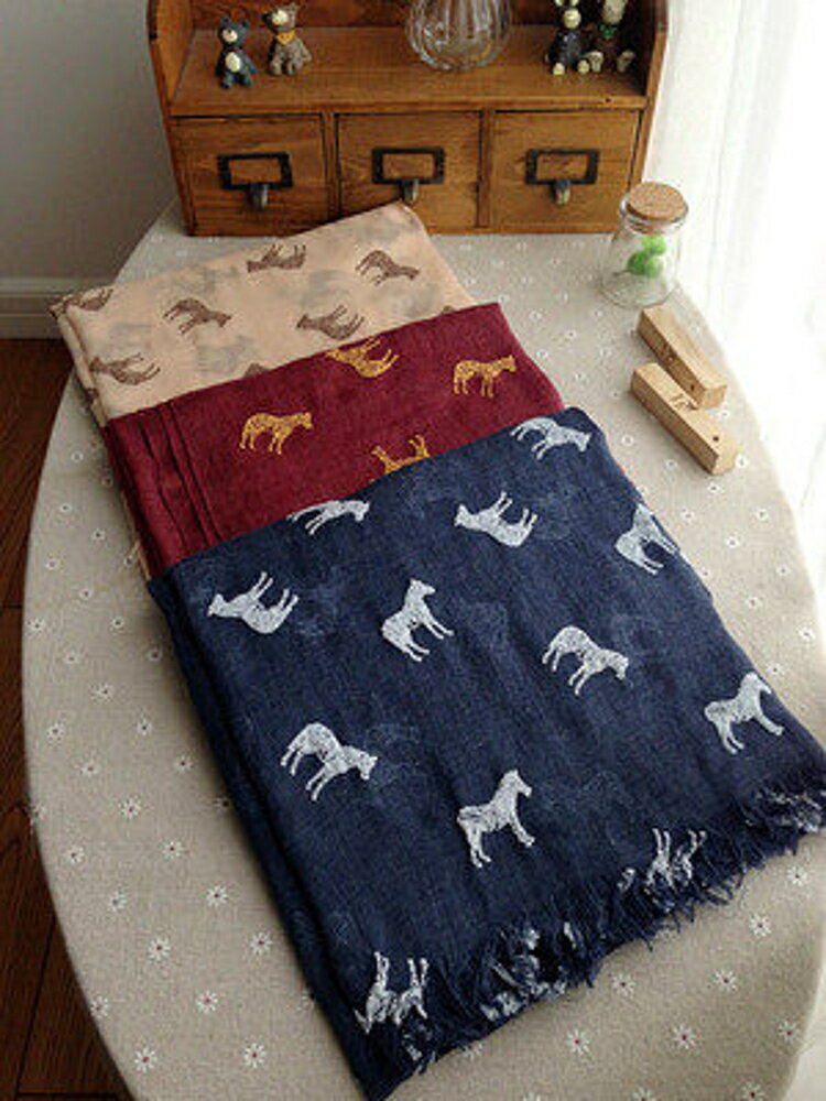 ✤宜家✤立體斑馬動物圖案棉麻超大圍巾 新款空調披肩絲巾