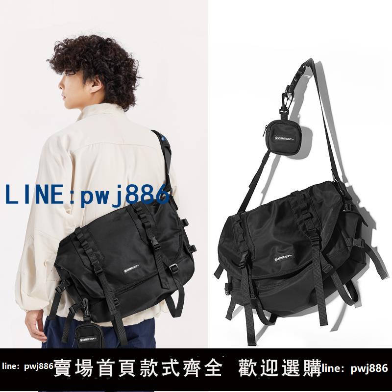 【便宜有好貨】LIVEBOX機能風斜挎包男潮牌單肩郵差工裝背包挎包 大容量通勤包包