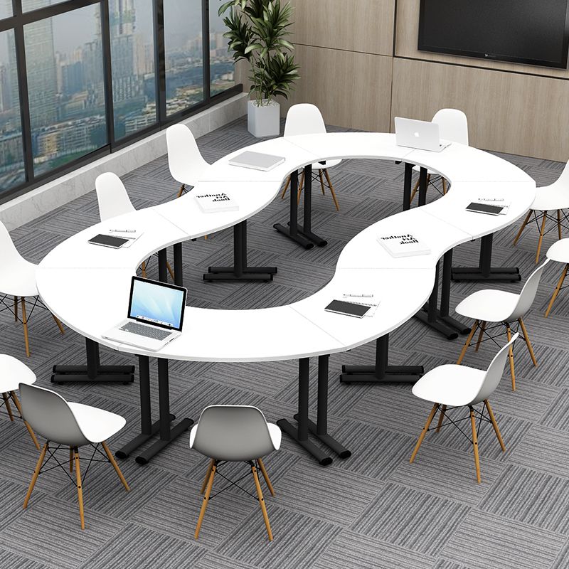 10人環形會議桌會議拼接教學桌心理教室桌橢圓學校會議桌簡約現代