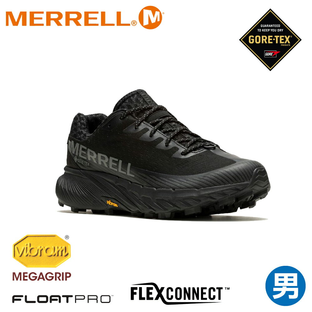 【MERRELL 美國 男 AGILITY PEAK 5 GORE-TEX (寬楦)健行鞋《黑》】ML067745/登山/防水