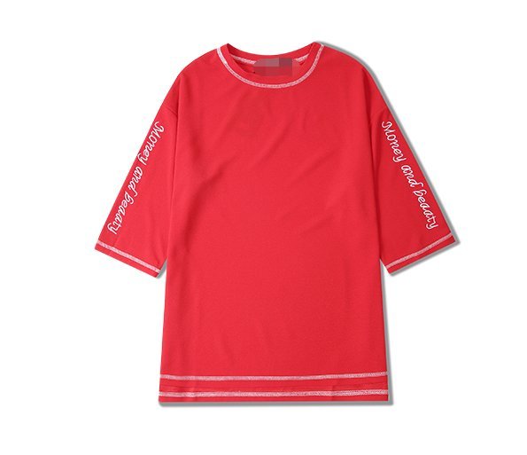 FINDSENSE H1夏季 新款 日本 簡約 字母刺繡 時尚 寬鬆 潮牌 情侶 短袖 中袖T恤 潮男女 上衣