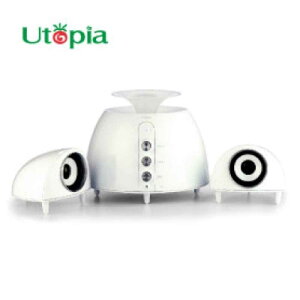 強強滾-【OUI「為」精品】UTOPIA2.1聲道多媒體造型喇叭U-X2000-1鏡面白