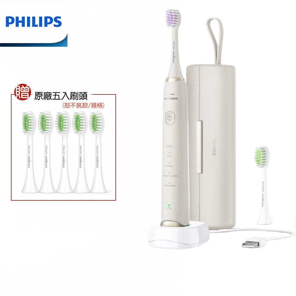 【本月加碼贈原廠刷頭5入】PHILIPS 飛利浦 輕柔多效音波震動牙刷 電動牙刷-小亮刷珍珠白