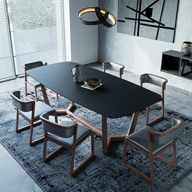 餐桌 椅組合 北歐現代簡約 家用 小戶型 吃飯桌子 長方形實木 飯桌