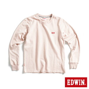 EDWIN 露營系列 背後富士山營地LOGO長袖T恤-女款 淺粉紅 #換季折扣