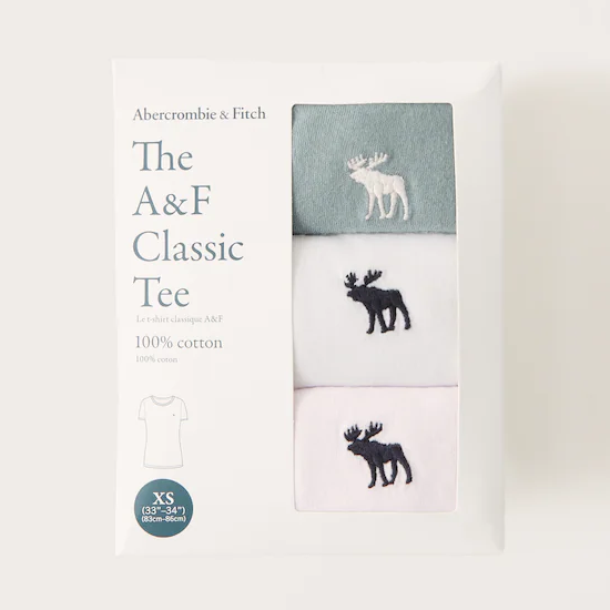 Abercrombie & Fitch 女裝三件組圓領短T 100%純棉 T恤 短t A77100 AF(現貨)▶指定Outlet商品5折起☆現貨【送禮首選★APP下單點數4倍送】