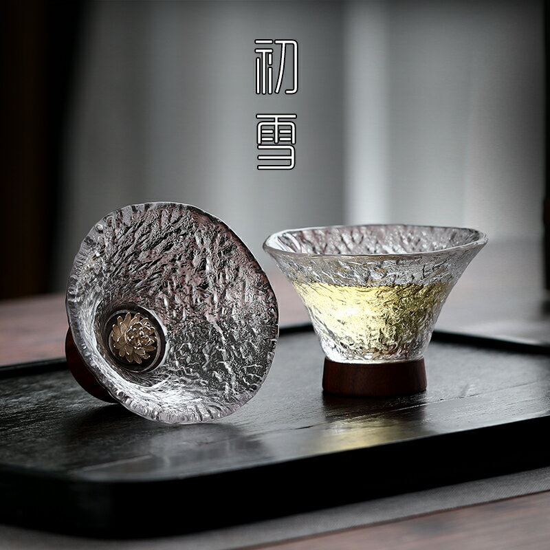 足銀水晶主人杯玻璃品茗杯個人專用小盞杯蓮花杯子家用功夫茶茶杯