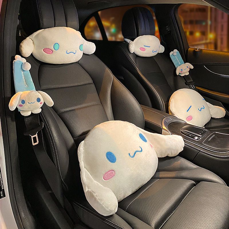 【臺灣公司 可開發票】汽車頭枕腰靠小白狗車載座椅靠枕可愛卡通靠墊一對車內枕頭護頸枕