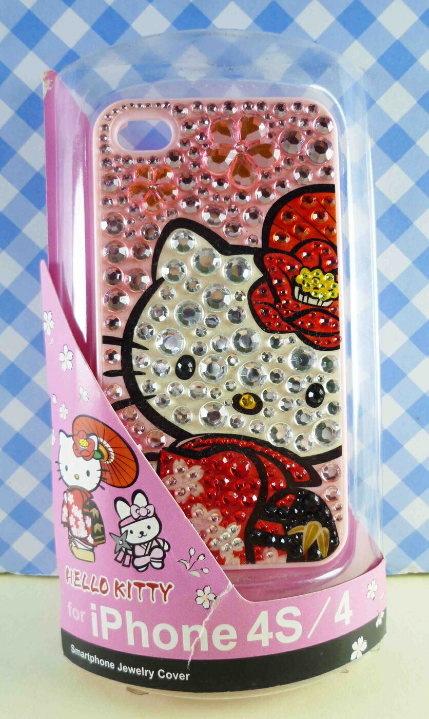 【震撼精品百貨】Hello Kitty 凱蒂貓 HELLO KITTY iPhone4貼鑽手機殼-粉和服 震撼日式精品百貨
