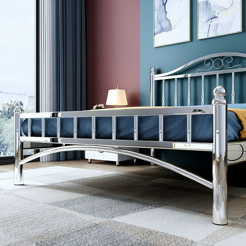 加厚不銹鋼床1.5米1.8單人雙人床家用現代簡約不銹鋼床架304定制