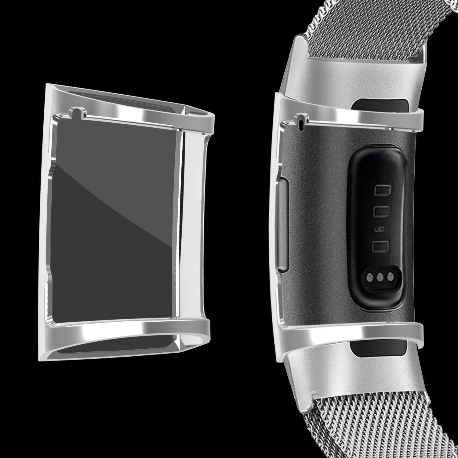 優樂悅~適用fitbit charge 3 4智能手環charge3硅膠電鍍保護套TPU防摔殼