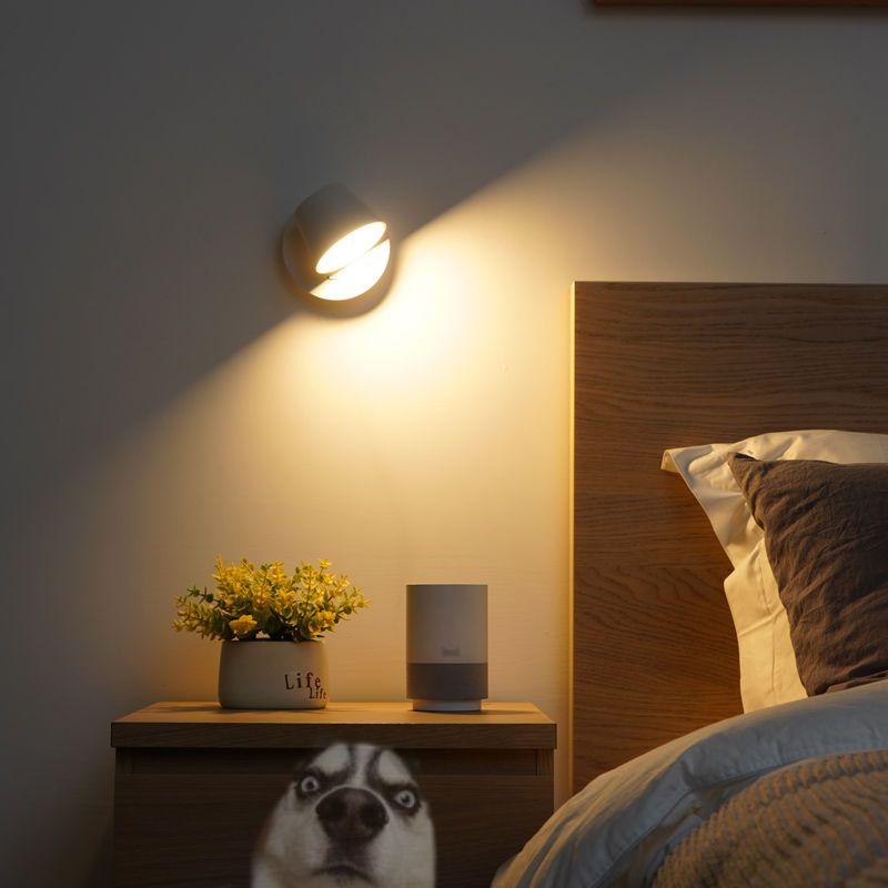壁燈 臥室床頭閱讀燈 北歐房間簡約現代客廳墻上可旋轉書房遙控小燈