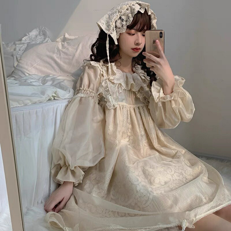 【全款現貨】Lolita失樂之境doll感長袖OP泡泡袖娃娃連衣裙洛麗塔