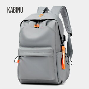 Kabinu休閑雙肩包中學生書包純色皮膜商務電腦包戶外旅行背包logo