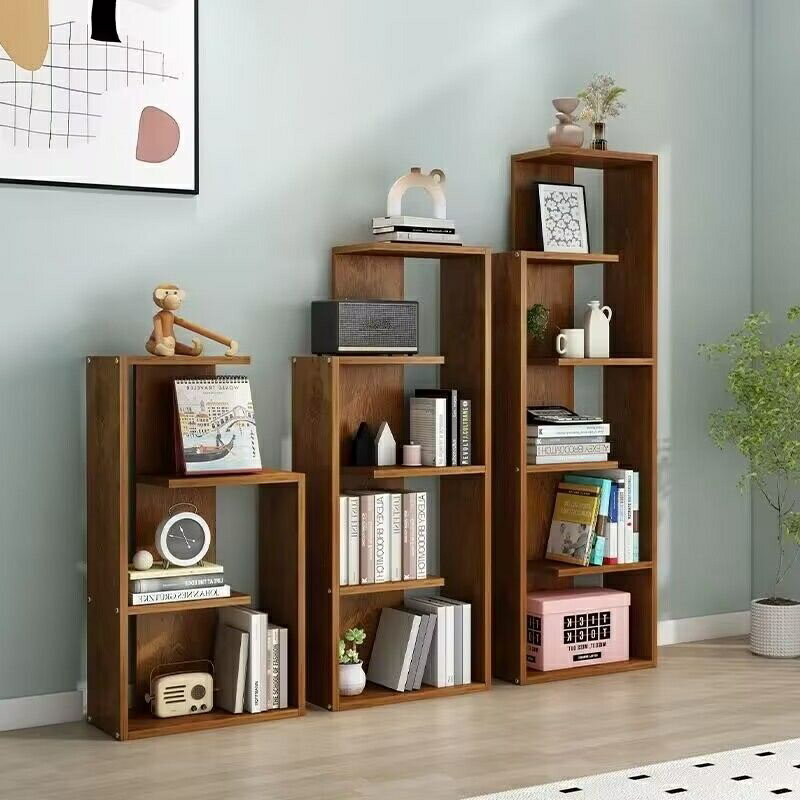 創意書架現代置物架落地傢用客廳簡易靠墻高層書櫃收納架多層六層