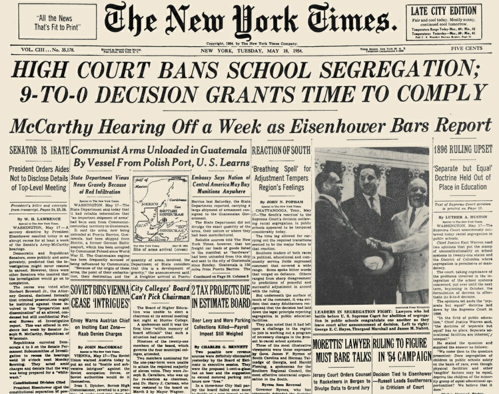Posterazzi Segregation Headline 1954 Nfront Page Of The New York Times