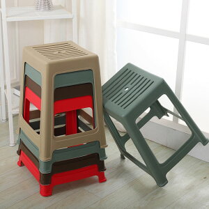 小椅子 椅子 高椅子 圓椅子 塑料凳子成人加厚條紋凳透氣板凳網紅登子坐高45cm簡約餐桌塑膠椅