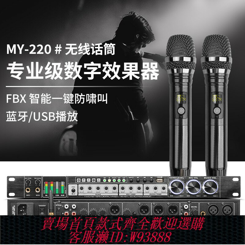 {臺灣公司貨 可打統編}MY220專業前級效果器混響防嘯叫家用KTV話筒抑制一拖二舞臺演出