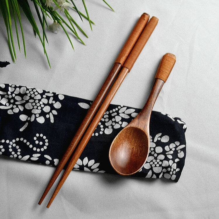 創意學生旅行日式筷子勺子兩件套裝 可愛組合便攜式攜帶日本餐具