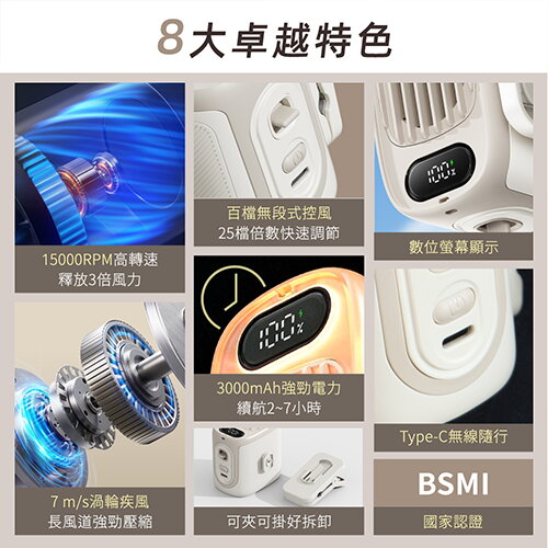 KINYO 多功能腰掛夾扇 UF-532W 【愛買】 3