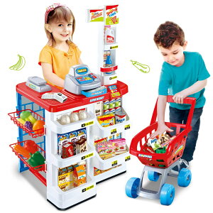 兒童仿真超市購物售貨臺購物車套裝過家家超市掃描收銀臺玩具