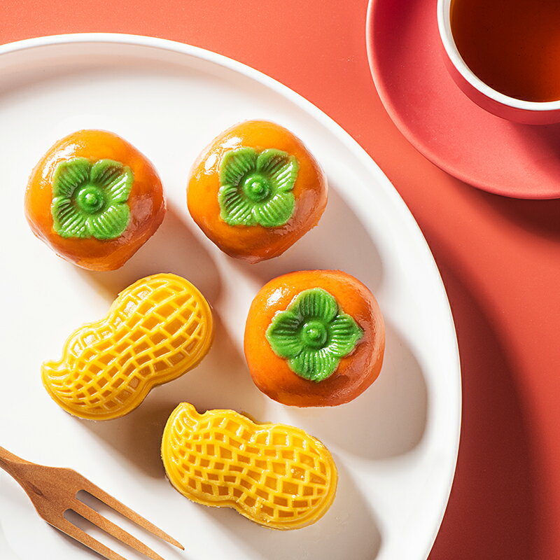 柿子月餅模具手壓式冰皮柿柿如意好柿花生酥模型印具廣式
