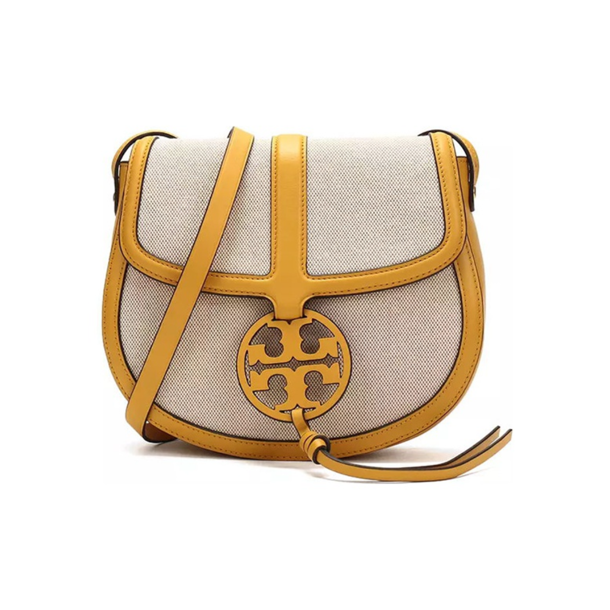 精選★TORY BURCH TB Miller 翻蓋 帆布拼皮 女款常規馬鞍包單肩斜挎包 65054~【夏日美包★菲尼斯 國際精品↘3折起】 0