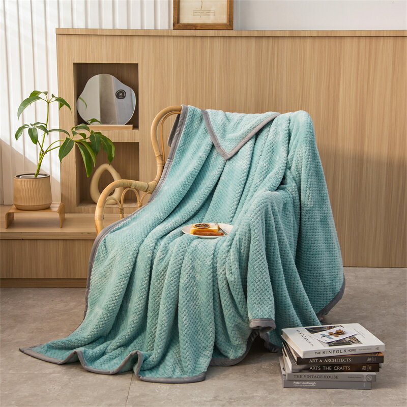 ins北歐夏季雙面絨毛毯被子薄款法蘭絨午睡單雙人毯加厚空調蓋毯