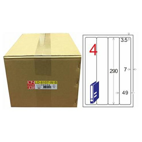 龍德 4格 白色 A4 三用電腦標籤 49x290mm 1000張 /箱 LD-8107-W-B