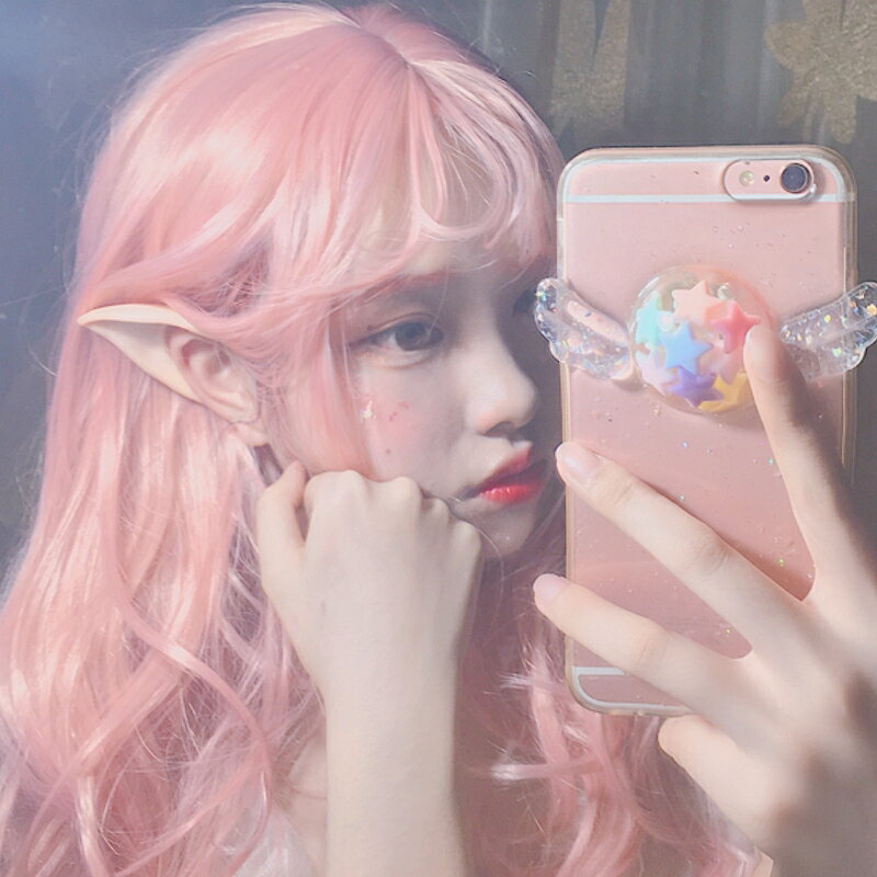 舞臺表演化妝動漫cosplay假發男女蓬鬆大波浪長卷發偽娘粉色假毛
