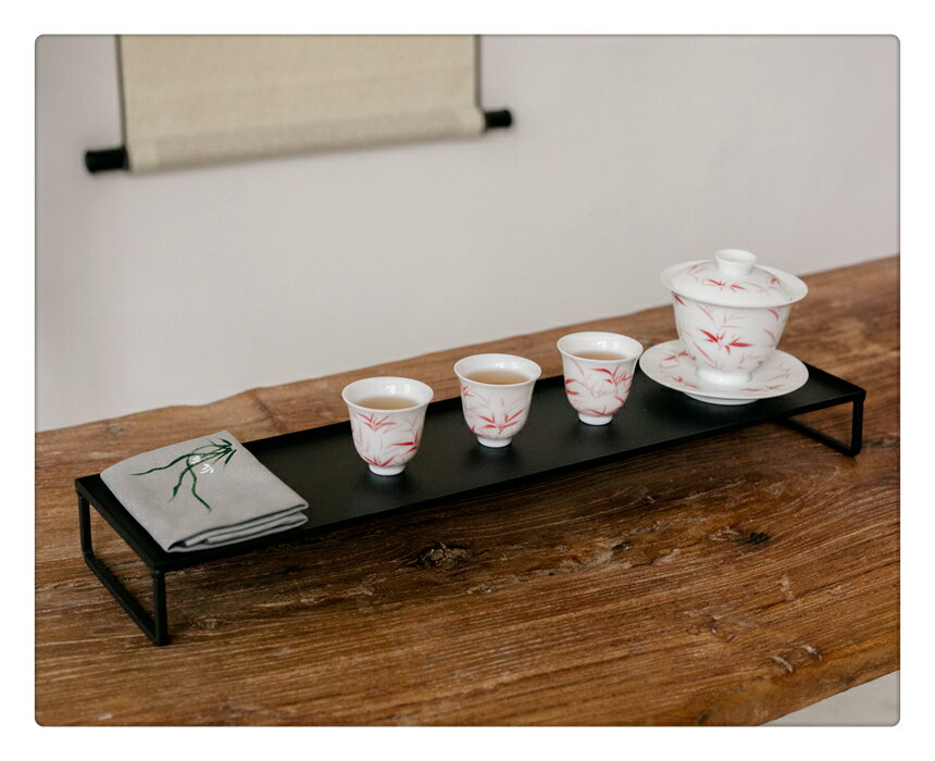鐵藝茶臺茶杯架子茶棚託盤茶道配件收納桌茶具博古架展示置物架