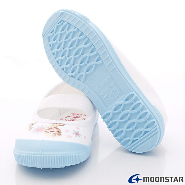 日本月星Moonstar機能童鞋迪士尼聯名系列日本製寬楦冰雪奇緣室內鞋款F019藍(中小童段) 6