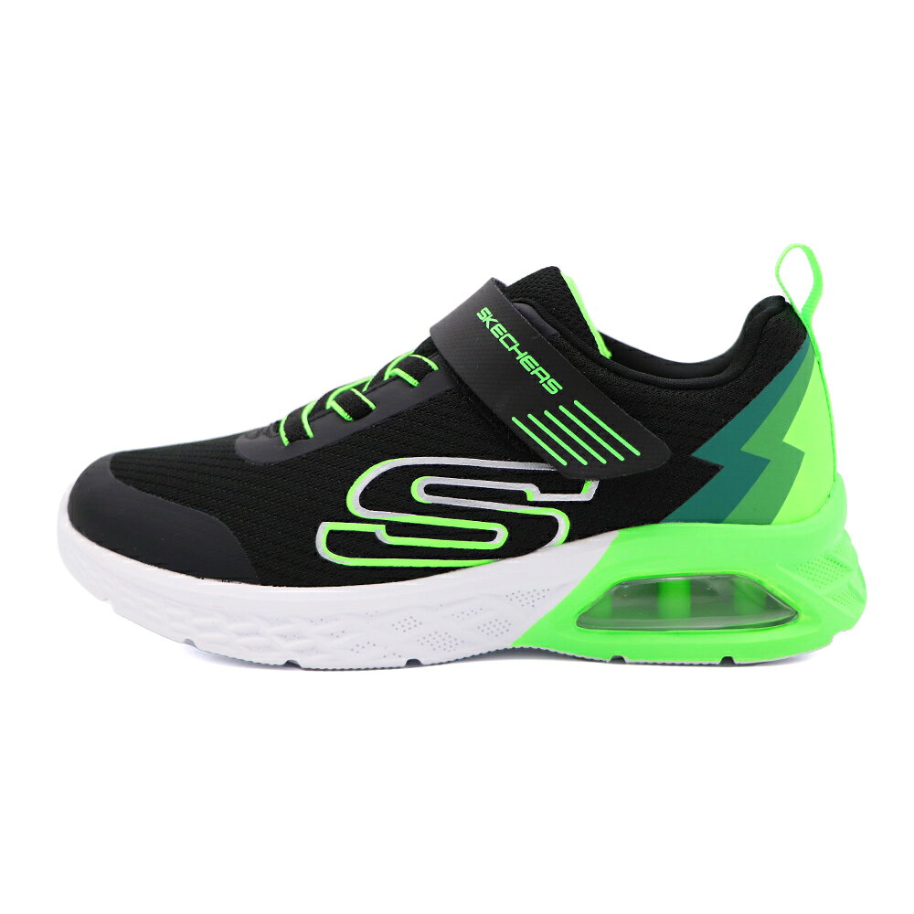 SKECHERS MICROSPEC MAX II 魔鬼氈 運動鞋 中大童 黑綠 S0501 (403932LBKLM)