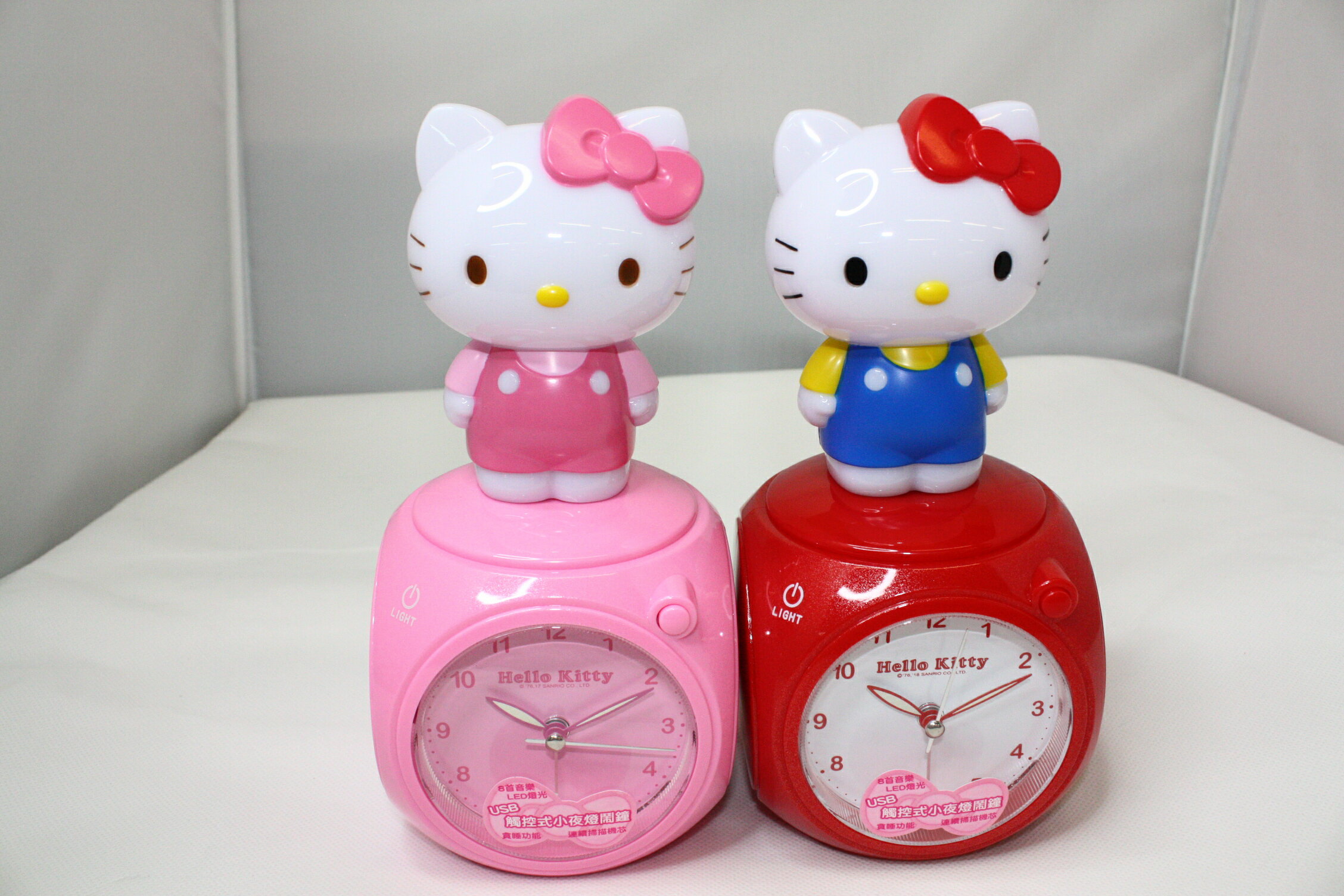 大賀屋 hello kitty 觸控 夜燈 時鐘 鬧鐘 臺灣製 粉 紅 凱蒂貓 三麗鷗 正版 授權T0001 80-81