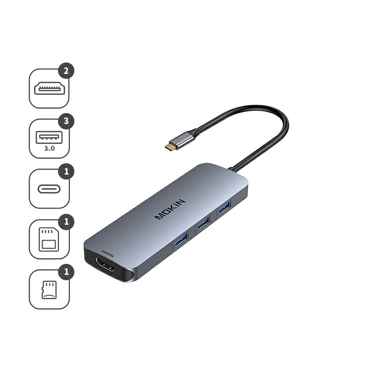 【22%點數】MOKiN 8合1 hub 雙HDMI高畫質集線器 （UC0409）｜雙屏支援 極速傳輸｜WitsPer智選家【限定樂天APP下單】