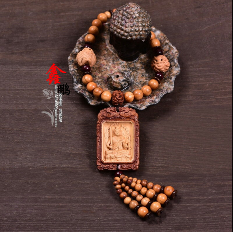 桃木汽車掛件保平安符生肖屬雞者本命佛不動明王汽車掛飾 1