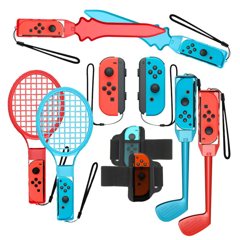 任天堂switch體感運動套裝10in1switch網球拍 高爾夫球杆擊劍綁腿