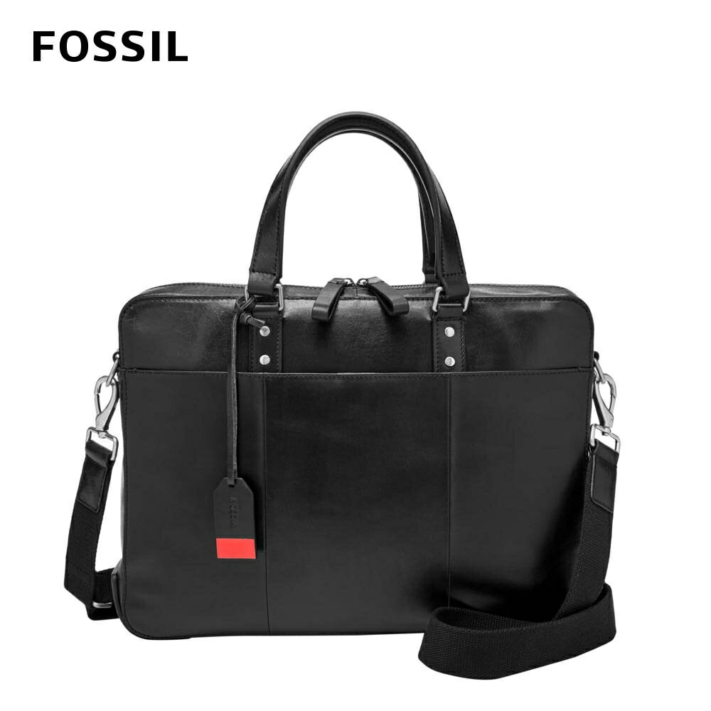 送禮首選★FOSSIL Defender 真皮經典公事包-黑色 MBG9463001【美國時尚品牌】 附防塵袋+提袋【全館滿額折價★FOSSIL全系列包夾送美妝蛋】